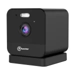 Top perspective of the WiFi Cube Camera showing the minimalist cube form and microphone positioning.