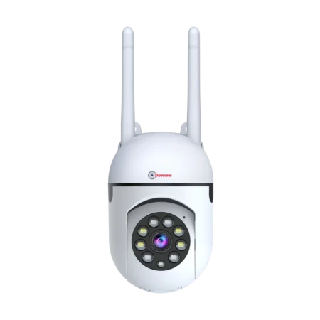 Rear panel of 2MP WiFi camera displaying ports and mounting bracket for easy installation.