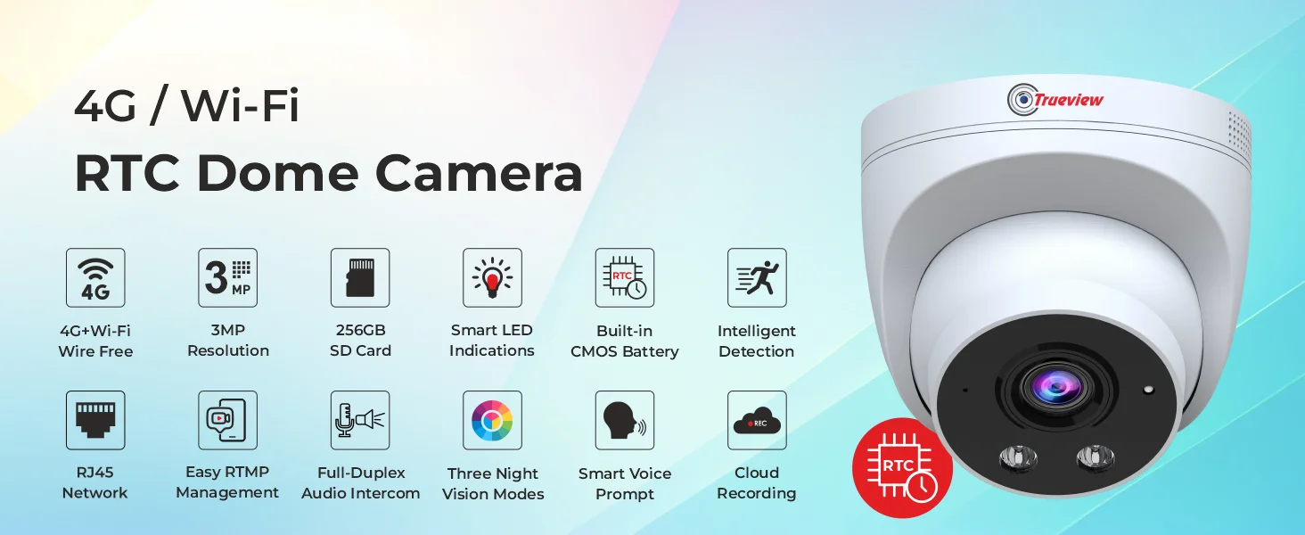 3MP 4G/Wi-Fi Dome WebCast RTC Camera 3 3MP 4G Wi Fi Dome Web Cast RTC Camera 01