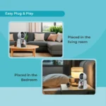 Front view of WiFi PT camera showcasing 3MP lens and integrated color LCD screen.