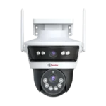 Front view of Mini PT Dome Camera showcasing pan 266° and tilt 90° functionality for wide surveillance coverage.