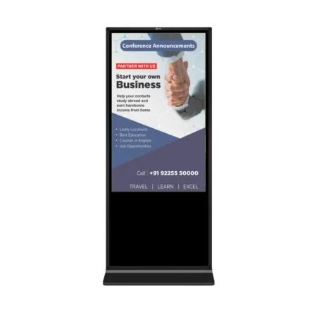 43-inch floor mount non-touch digital signage display front view with sleek metallic body