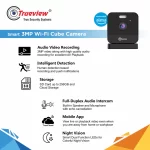 Top perspective of the WiFi Cube Camera showing the minimalist cube form and microphone positioning.