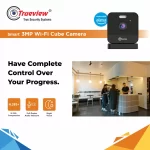 Top perspective of the WiFi Cube Camera showing the minimalist cube form and microphone positioning.